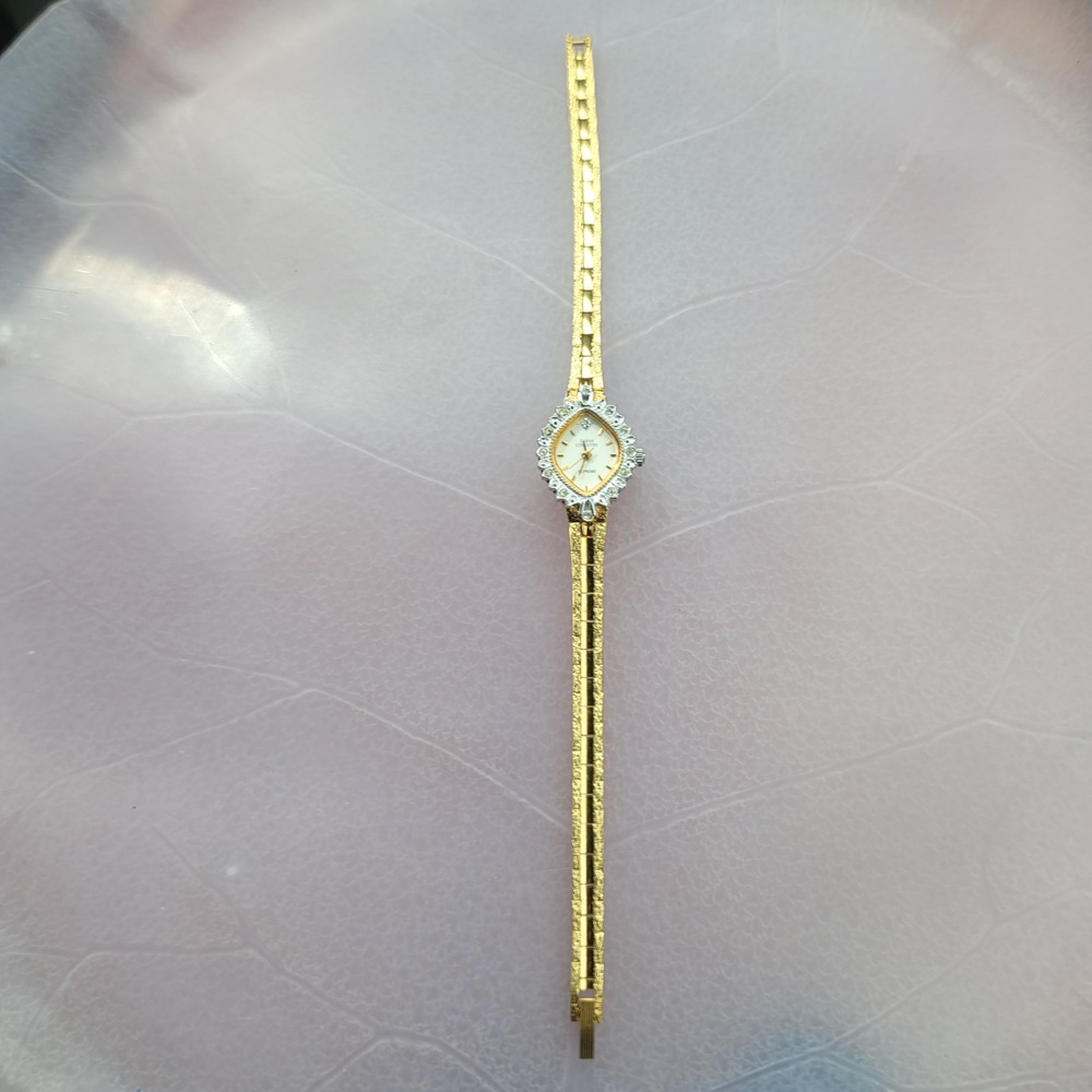 Sarah Coventry Supreme Womens Gold Tone Rhinestone Marquise Watch LSS613P PC21